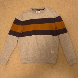 H&M Men's Gray Sweater with Gold and Black Stripes